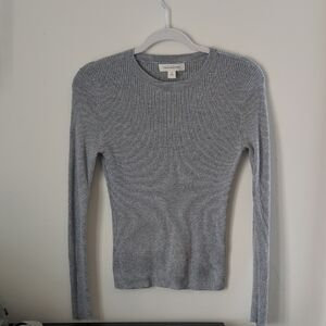 Treasure & Bond Light Gray Ribbed Crew Neck Sweater